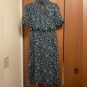 NWT Ann Taylor Midi Dress, Teal Patterned